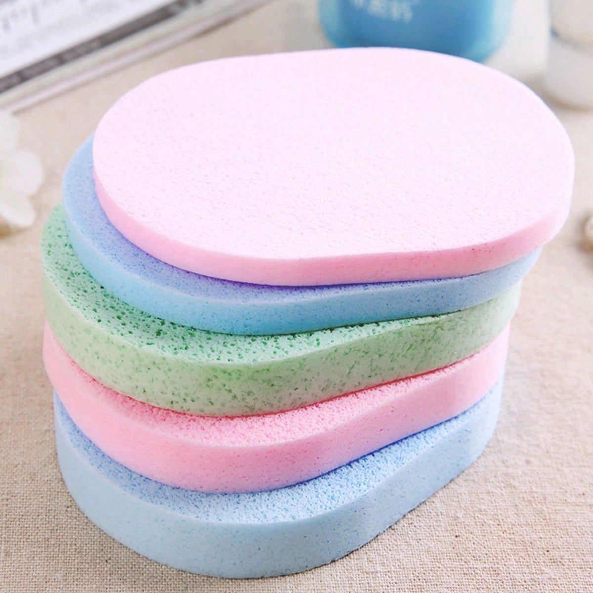 1pc/3pcs/6pcs/12pcs Seaweed Facial Cleansing Powder Puff PVA Sponge Face Wash Makeup Remover Facial Cleansing Sponges
