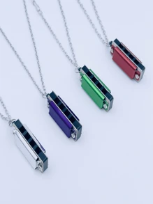 1pc 4-hole 8-tone Mini Necklace Harmonica, Multiple Colors Available, Music Learning Toy For Beginners, Christmas Gift - Blue - View 4
