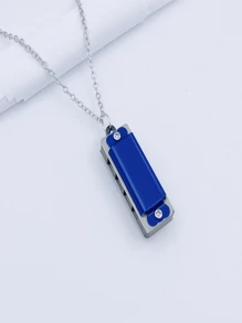 1pc 4-hole 8-tone Mini Necklace Harmonica, Multiple Colors Available, Music Learning Toy For Beginners, Christmas Gift - Blue - View 2