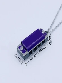 1pc 4-hole 8-tone Mini Necklace Harmonica, Multiple Colors Available, Music Learning Toy For Beginners, Christmas Gift - Blue - View 3