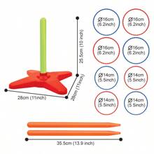 3-Ring Toss Game Set With 1 Base And 8 Plastic Rings, Fun Gift For Party Games, Holiday Season, Valentine's Day, New Year - Red - View 3