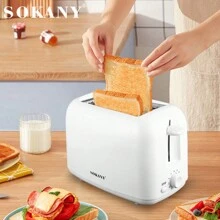 1 件 Sokany 插入式 700w 家用烤面包机，带自动面包弹出功能 Hjt-022 800w 高功率 6 级选择旋钮 操作简便 不锈钢烘焙材料 自动停止功能 省时均匀加热材料 隔热手柄 时尚机身 不锈钢搁架 - 白色 - 查看 2