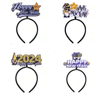 4pcs Headwear New 2024 New Year's Eve Headband New Year's Eve Party Christmas Party Prom Dress Up Accessories New Year's Hair Accessories Gifts Party Supplies