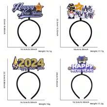 4入組2024年新年前夕頭戴飾品,新年前夕派對、聖誕派對、舞會裝扮配件,新年髮飾禮物派對用品 - 杏色 - 查看 4