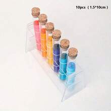 10入組圓底玻璃試管空瓶,透明控制,透明實驗室透明塑膠試管瓶,塞子,學校實驗室用品 - 無色 - 查看 3