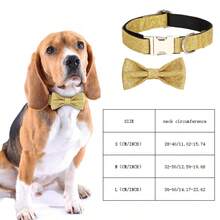 1個狗項圈蝴蝶結,適用於派對、聖誕節,僅適用於寵物 - 金色 - 查看 2