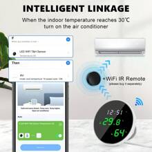 Tuya Wifi溫濕度傳感器智能室內濕度計溫度計具有led顯示屏背光,支援Home Alexa - 白色 - 查看 4
