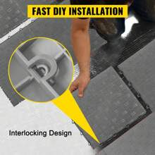Garage Interlocking Tiles 25Pcs & 50Pcs Multi Color 12" X 12" Garage Floor Covering Tiles Non-Slide Diamond Plate Garage Flooring Tiles Support 55000 Lbs For Basement Gym - 銀色 - 查看 9
