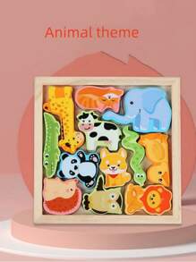 1 件兒童木製 3d 拼圖多風格積木玩具木製幼兒園七巧板益智玩具 - 彩色 - 查看 1