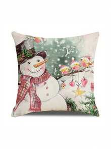 4pcs Màu hồng Giáng sinh Vỏ gối Bộ , In ấn Ông già Noen , Người tuyết Và Cây thông noel Mẫu Đối với Nhà  , Phòng , Phòng ngủ , Phòng khách , Ô tô/xe hơi , Sofa Đồ trang trí - Hồng - Xem 3