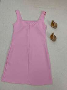 女士定制時尚風格的西裝裙,附帶腰帶 - 粉色 - 查看 3