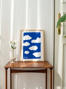 One Piece Canvas HD Printed Poster With Multiple Sizes, Cartoon Modern Fashion Niche Art Style Featuring A Blue Sky With Cloud Letter Pattern, Suitable For Living Room, Bedroom, Sofa Background, Cabinet, Desktop, And Floor Decoration, Wall Hanging Picture For Home Decor (Frame Not Included), Max Size 60*90cm, Teak Magnetic Suction Hanging Scroll Painting (With Simple Wooden Hanging Scroll), Art Gift, PVC Hard Tube Packaging,Wall Art Gifts Birthday Graduation Coastal Decor Coastal Decor Beach Decor - Multicolor - View 7