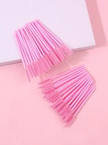 Bộ 50 Cọ Mascara Có Thể Uốn Cong & Lược Chải Lông Mày Di Động Thiết Kế Xoắn Ốc Đa Dụng Dụng Cụ Trang Điểm, Dụng Cụ Uốn Mi - Màu Hồng baby - Xem 3