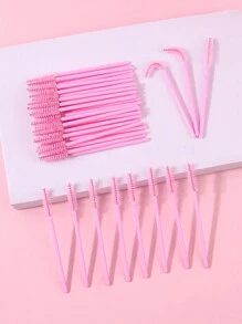 Bộ 50 Cọ Mascara Có Thể Uốn Cong & Lược Chải Lông Mày Di Động Thiết Kế Xoắn Ốc Đa Dụng Dụng Cụ Trang Điểm, Dụng Cụ Uốn Mi - Màu Hồng baby - Xem 4