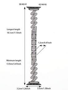 1 Miếng Mới Thời trang Kim loại Dợn sóng Thiết kế Pha lê Dát Đầy Dây đeo Apple Watch Tương thích với - màu đen - Xem 1