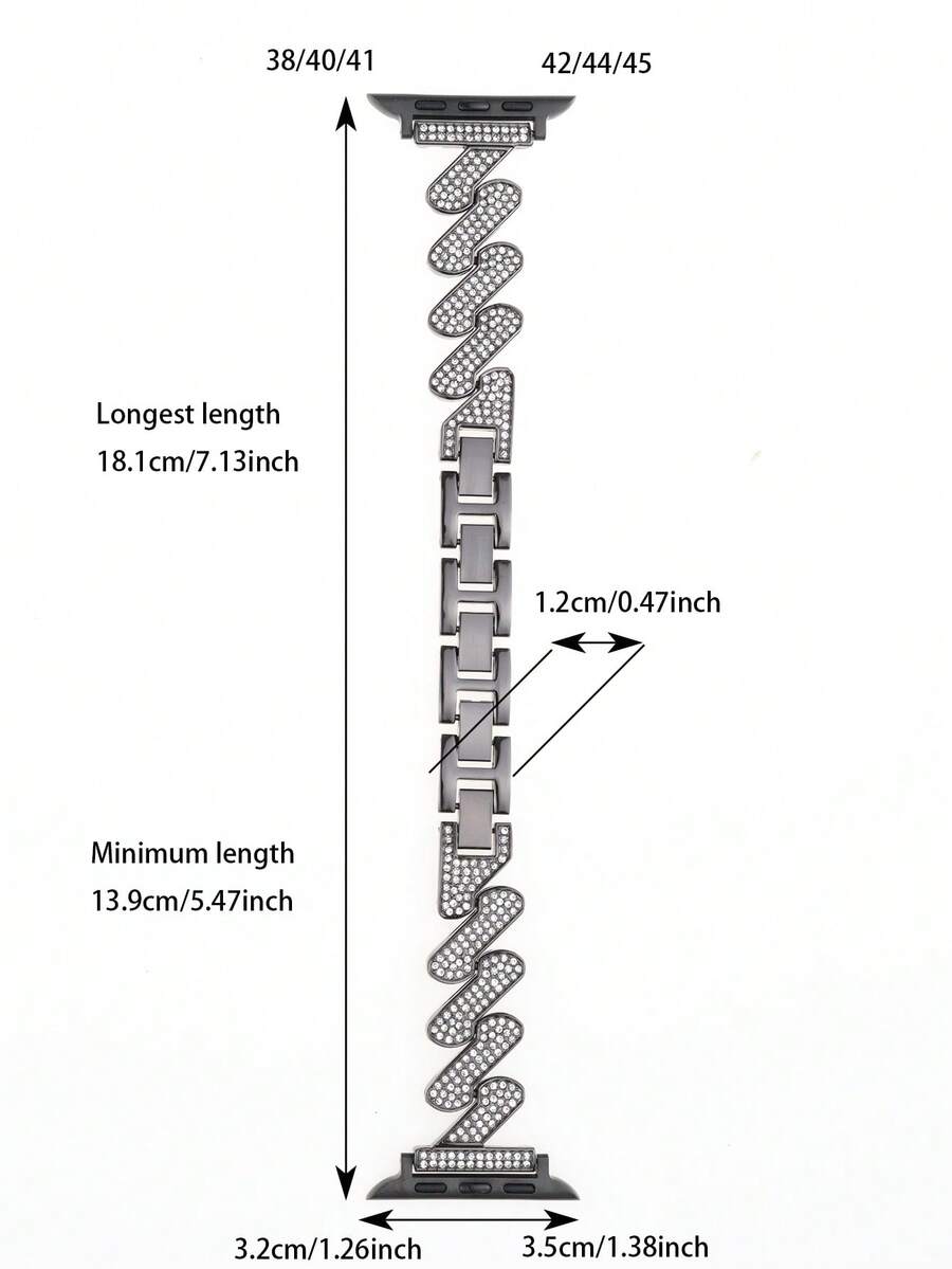 1 Miếng Mới Thời trang Kim loại Dợn sóng Thiết kế Pha lê Dát Đầy Dây đeo Apple Watch Tương thích với - màu đen - Xem 1