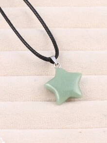 5入組/套天然石頭星形吊墜項鍊皮繩鏈45+5cm迷人的女士男士珠寶配飾,日常禮物 - 5件-20x20mm - 查看 25