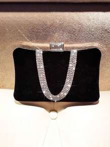 Ladies Mini Clutch Party Bag Fashion Plush Diamond Cross Shoulder Bag Classy - Black - View 1