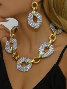 Đúng mốt Và Sang trọng Quá quắt Hình bầu dục Dây chuyền Và Hoa tai Bộ trang sức Đối với Hằng ngày Buổi tiệc Mặc Và Ăn mặc  Phụ kiện - Bạc - Xem 7