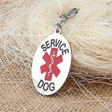 1pc Engraved Medical Rescue Mark Stainless Steel Pet Tag, Personalized Carved Label Collar Pendant To Support Animal Emotions And Service For Cats And Dogs - Silver - View 4