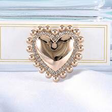 5pcs Luxury Heart Shaped Metal Button With Rhinestone, Versatile Women'S Button For Coat, Jacket, Shirt, Etc. - Gold - View 5
