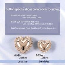 5pcs Luxury Heart Shaped Metal Button With Rhinestone, Versatile Women'S Button For Coat, Jacket, Shirt, Etc. - Gold - View 2