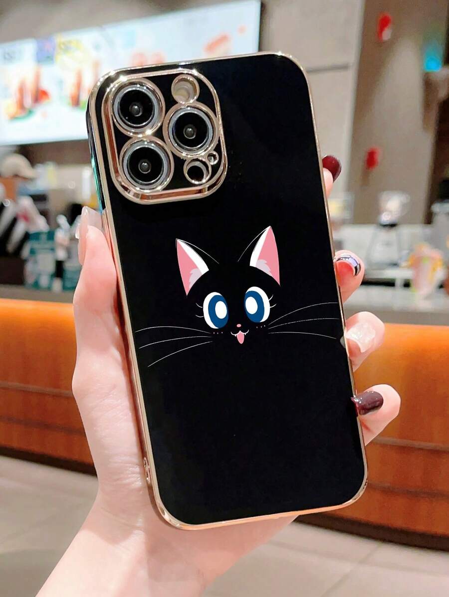 1 Miếng Dễ thương Mèo Hình bóng Thiết kế Đen MẠ Ốp lưng & bao da điện thoại Tương thích với iPhone - Nhiều màu - Xem 1