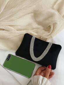 Ladies Mini Clutch Party Bag Fashion Plush Diamond Cross Shoulder Bag Classy - Black - View 3