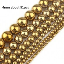 2-12mm圓形赤鐵礦珠子,黑色金色銀色間隔珠,可用於diy珠寶製作手工用品 - 彩色 - 查看 10