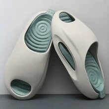 Summer New Men's Thick-soled Slip-on Anti-slip And Wear-resistant Outdoor Beach Sandals - Grey - View 3