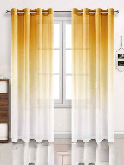 1pc Perforated Gradient Bedroom Window Sheer