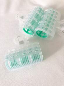 3Pcs Solid Color Hair Roll Curler Hair Curler Women Rollers Hairdressing Tool Does Not Harm Hair Slouchy Hair Curler No Heat Plastic Self-Adhesive Hair Curling Hairdressing Hair Styling Tool Creative Multifunctional Hook And Loop Hairstyle Fixing Rollers Styling Tools Use Before Going Out For Girls - Green - View 2