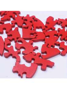 1 件木制心形拼图“我爱你”红心拼图情人节礼物装饰摆件，儿童益智拼图玩具，DIY 早教认知优质玩具 - 彩色 - 查看 4