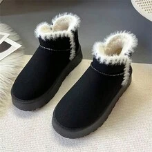 Mùa Đông Ngoài trời Đế dày Của phụ nữ Giày ống Với Bên trong Plush ấm áp Lót , - màu đen - Xem 8