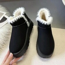 Mùa Đông Ngoài trời Đế dày Của phụ nữ Giày ống Với Bên trong Plush ấm áp Lót , - màu đen - Xem 9