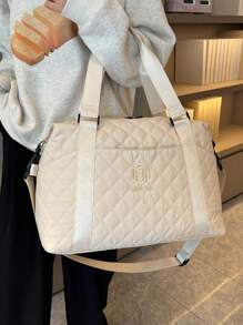 Beige Expanded Luggage Storage Bag, Lightweight Foldable, Expanded, Carry On Travel Weekender & Overnight Bag, Weekend Bag Hospital Bag Back To School School Bag Travel Essentials Travel Organizer For Beach Summer Vacation Bag For School School Accessories School Stuff - Multicolor - View 3