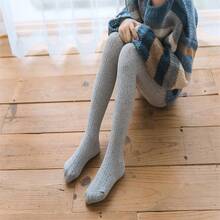 1入組白色女童秋季緊身襪,新款女童寶寶純色小炸麻花紋單件褲子