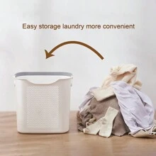 1pc White hand-held laundry basket Dirty laundry basket for household bathroom Plastic cut-out underwear storage basket - White - View 4