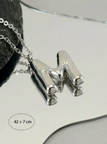 1件時尚泡泡字首字母氣球吊墜項鍊,女士個性化禮物