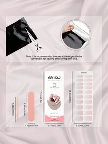 20入組手指半固化指甲油貼紙,漸層清新仙女全包貼紙附指甲文件和指甲棒(需要uv/lef燈) - 粉色 - 查看 4