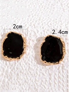 2 件时尚优雅合金不对称圆形吊坠油滴耳环适合女性日常佩戴 - 彩色 - 查看 5