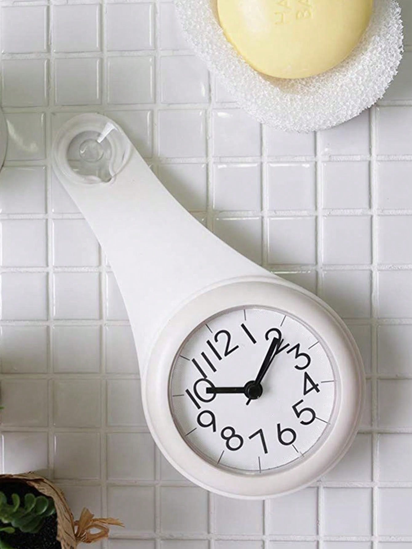 1pc Waterproof Bathroom Clock With Suction Cup For Kitchen, Living Room
