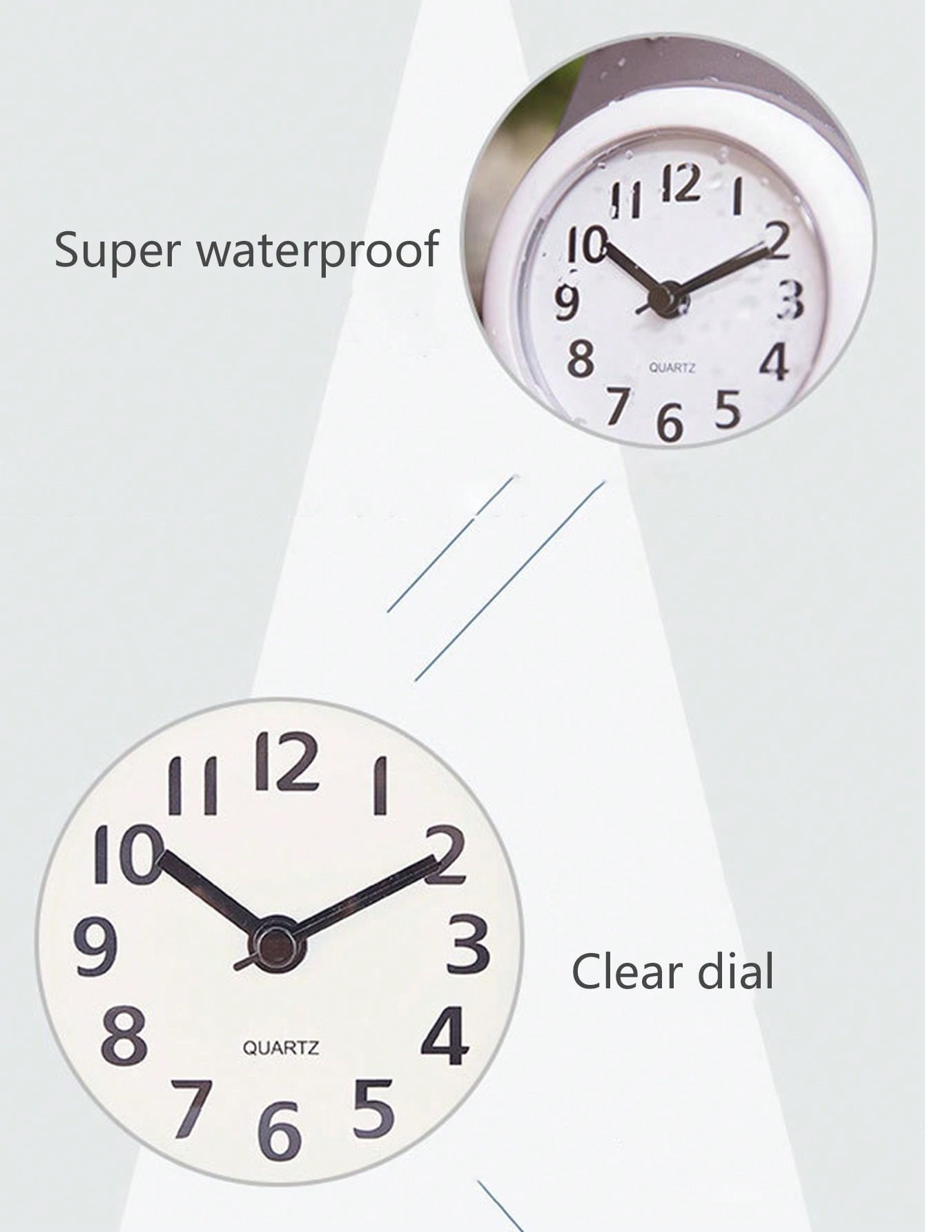 1pc Waterproof Bathroom Clock With Suction Cup For Kitchen, Living Room