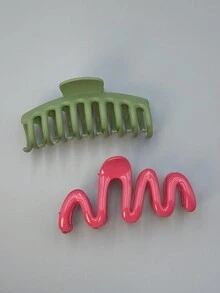 2 件套抓夾女士髮夾聖誕/紅色配件/綠色配件