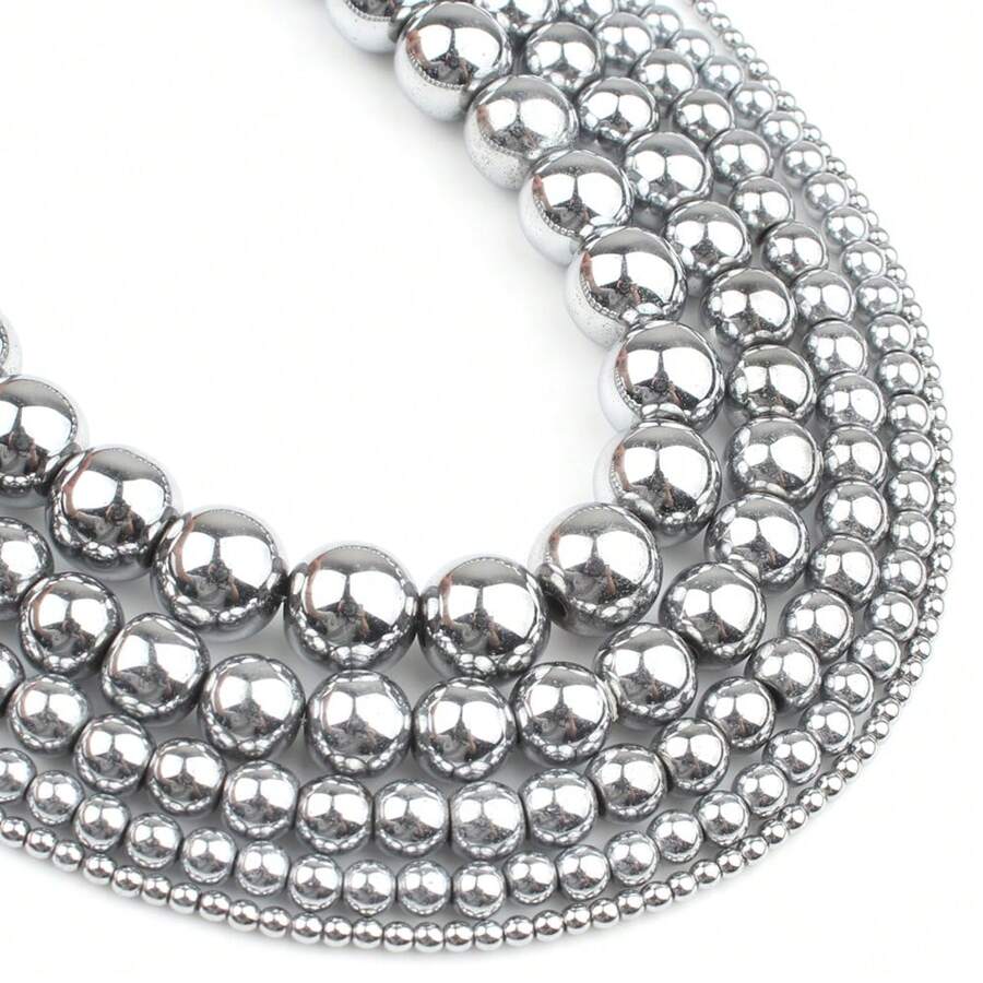 2-12mm圓形赤鐵礦珠子,黑色金色銀色間隔珠,可用於diy珠寶製作手工用品 - 彩色 - 查看 1