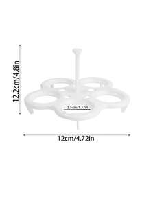 1pc High-temperature Resistant Plastic Detachable 5-hole Egg Steaming Rack With Handle, Cooking Tool - White - View 2