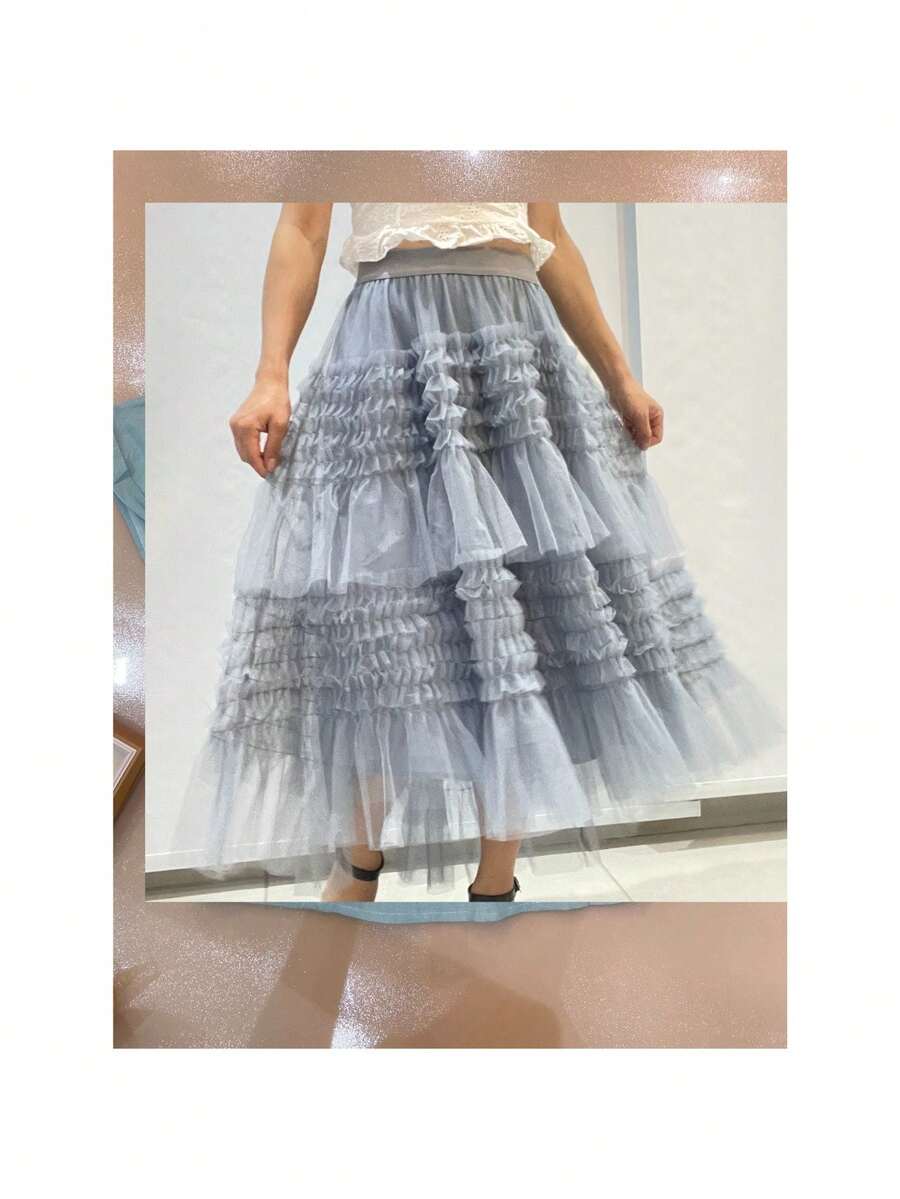 Jupe En Tulle Vintage Longue Pour Femmes - Élastique Élégante Superposée Quotidienne Et Bal De Fin D'Année