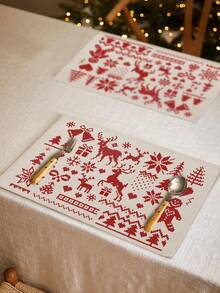 1入創意像素藝術手繪聖誕餐墊,廚房隔熱墊 - 彩色 - 查看 5