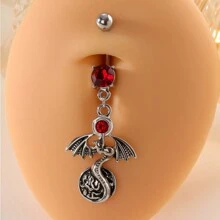 1入款鑲鑽肚臍環,西方龍形吊墜,時尚女性穿孔貝利鈕釘,適用於生日、聖誕節、週年紀念、情人節、婚禮、職場、精彩的舞會、萬聖節派對等,是最好的禮物。