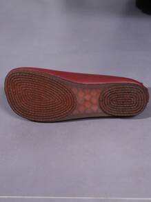 女士平底鞋復古低跟大尺碼媽媽鞋秋季休閒鞋 - 紅色 - 查看 6